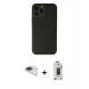 MARSİLYAN™- iPhone 13 Pro Max Kılıf Yadigar Klasik - Siyah Bilvis Hayalet Cam Ekran Koruyucu + Lacivert Pers Alüminyum Kamera Lens
