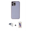 MARSİLYAN™- iPhone 13 Pro Max Kılıf Yadigar Klasik - Siyah Joko 5D Cam + Lacivert Pers Alüminyum Kamera Lens