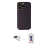 MARSİLYAN™- iPhone 13 Pro Max Kılıf Yadigar Klasik - Siyah Joko 5D Cam + Lacivert Pers Alüminyum Kamera Lens