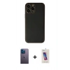MARSİLYAN™- iPhone 13 Pro Max Kılıf Yadigar Klasik - Siyah Joko 5D Cam + Neon Fosforlu Kamera Lens - MI