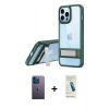 MARSİLYAN™- iPhone 13 Pro Max Kılıf Yadigar Yansıma - Şeffaf Pasifik Cam Ekran Koruyucu + Neon Fosforlu Kamera Lens - MI