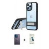 MARSİLYAN™- iPhone 13 Pro Max Kılıf Yadigar Yansıma - Şeffaf Pasifik Cam Ekran Koruyucu + Neon Fosforlu Kamera Lens - MI