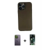 MARSİLYAN™- iPhone 13 Pro Max Kılıf Yadigar Yansıma Serisi - Şeffaf 360 Full Body Arka Koruyucu + Yeşil Neon Fosforlu Kamera Lens