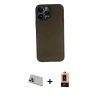 MARSİLYAN™- iPhone 13 Pro Max Kılıf Yadigar Yansıma Serisi - Şeffaf Maxco Cam Ekran Koruyucu + Mor Rainbow Kamera Lens Koruma Cam