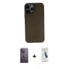 MARSİLYAN™- iPhone 13 Pro Max Kılıf Yadigar Yansıma Serisi - Şeffaf Pasifik Cam Ekran Koruyucu + Neon Fosforlu Kamera Lens - BZ