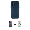 MARSİLYAN™- iPhone 13 Pro Max Kılıf Yadigar Yansıma Serisi - Şeffaf Pasifik Cam Ekran Koruyucu + Neon Fosforlu Kamera Lens - BZ