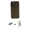 MARSİLYAN™- iPhone 13 Pro Max Kılıf Yadigar Yansıma Serisi - Şeffaf Pasifik Cam Ekran Koruyucu + Renkli Kamera Lens Koruma Cam - TU