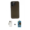 MARSİLYAN™- iPhone 13 Pro Max Kılıf Yadigar Yansıma Serisi - Siyah 18D Cam Ekran Koruyucu + Shine Kamera Lens - GD