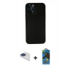MARSİLYAN™- iPhone 13 Pro Max Kılıf Yadigar Yansıma Serisi - Siyah 18D Cam Ekran Koruyucu + Pers Alüminyum Kamera Lens - LT