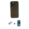 MARSİLYAN™- iPhone 13 Pro Max Kılıf Yadigar Yansıma Serisi - Siyah 18D Cam Ekran Koruyucu + Shine Kamera Lens Koruma Cam - MI