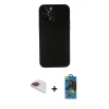 MARSİLYAN™- iPhone 13 Pro Max Kılıf Yadigar Yansıma Serisi - Siyah 18D Cam Ekran Koruyucu + Pers Alüminyum Kamera Lens - GI