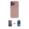 MARSİLYAN™- iPhone 13 Pro Max Kılıf Yadigar Yansıma Serisi - Siyah 18D Cam Ekran Koruyucu + Neon Fosforlu Kamera Lens - YL