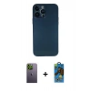 MARSİLYAN™- iPhone 13 Pro Max Kılıf Yadigar Yansıma Serisi - Siyah 18D Cam Ekran Koruyucu + Neon Fosforlu Kamera Lens - YL