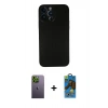 MARSİLYAN™- iPhone 13 Pro Max Kılıf Yadigar Yansıma Serisi - Siyah 18D Cam Ekran Koruyucu + Neon Fosforlu Kamera Lens - YL