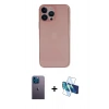 MARSİLYAN™- iPhone 13 Pro Max Kılıf Yadigar Yansıma Serisi - Siyah 3D Antistatik Cam Ekran Koruyucu + Neon Fosforlu Kamera Lens - MI