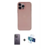 MARSİLYAN™- iPhone 13 Pro Max Kılıf Yadigar Yansıma Serisi - Siyah 3D Antistatik Cam Ekran Koruyucu + Neon Fosforlu Kamera Lens - BZ