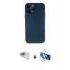 MARSİLYAN™- iPhone 13 Pro Max Kılıf Yadigar Yansıma Serisi - Siyah 3D Antistatik Cam Ekran Koruyucu + Pers Alüminyum Kamera Lens - SABE
