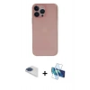 MARSİLYAN™- iPhone 13 Pro Max Kılıf Yadigar Yansıma Serisi - Siyah 3D Antistatik Cam Ekran Koruyucu + Pers Alüminyum Kamera Lens - LT