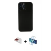 MARSİLYAN™- iPhone 13 Pro Max Kılıf Yadigar Yansıma Serisi - Siyah 3D Antistatik Cam Ekran Koruyucu + Pers Alüminyum Kamera Lens - KI