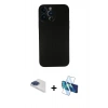 MARSİLYAN™- iPhone 13 Pro Max Kılıf Yadigar Yansıma Serisi - Siyah 3D Antistatik Cam Ekran Koruyucu + Pers Alüminyum Kamera Lens - LT