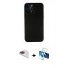 MARSİLYAN™- iPhone 13 Pro Max Kılıf Yadigar Yansıma Serisi - Siyah 3D Antistatik Cam Ekran Koruyucu + Pers Alüminyum Kamera Lens - GI