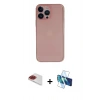 MARSİLYAN™- iPhone 13 Pro Max Kılıf Yadigar Yansıma Serisi - Siyah 3D Antistatik Cam Ekran Koruyucu + Pers Alüminyum Kamera Lens - KI
