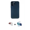 MARSİLYAN™- iPhone 13 Pro Max Kılıf Yadigar Yansıma Serisi - Siyah 3D Antistatik Cam Ekran Koruyucu + Pers Alüminyum Kamera Lens - KI