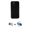 MARSİLYAN™- iPhone 13 Pro Max Kılıf Yadigar Yansıma Serisi - Siyah 3D Antistatik Cam Ekran Koruyucu + Rainbow Kamera Lens Koruma Cam - KI