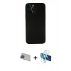 MARSİLYAN™- iPhone 13 Pro Max Kılıf Yadigar Yansıma Serisi - Siyah 3D Antistatik Cam Ekran Koruyucu + Rainbow Kamera Lens Koruma Cam - MI