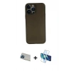 MARSİLYAN™- iPhone 13 Pro Max Kılıf Yadigar Yansıma Serisi - Siyah 3D Antistatik Cam Ekran Koruyucu + Rainbow Kamera Lens Koruma Cam - MI