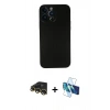 MARSİLYAN™- iPhone 13 Pro Max Kılıf Yadigar Yansıma Serisi - Siyah 3D Antistatik Cam Ekran Koruyucu + Raze Metal Kamera Lens - GD