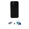 MARSİLYAN™- iPhone 13 Pro Max Kılıf Yadigar Yansıma Serisi - Siyah 3D Antistatik Cam Ekran Koruyucu + Renkli Kamera Lens Koruma Cam - PE