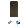 MARSİLYAN™- iPhone 13 Pro Max Kılıf Yadigar Yansıma Serisi - Siyah 3D Antistatik Cam Ekran Koruyucu + Shine Kamera Lens Koruma Cam - GI