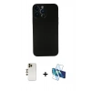 MARSİLYAN™- iPhone 13 Pro Max Kılıf Yadigar Yansıma Serisi - Siyah 3D Antistatik Cam Ekran Koruyucu + Shine Kamera Lens - GD