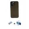 MARSİLYAN™- iPhone 13 Pro Max Kılıf Yadigar Yansıma Serisi - Siyah 3D Antistatik Cam Ekran Koruyucu + Shine Kamera Lens Koruma Cam - MI