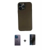 MARSİLYAN™- iPhone 13 Pro Max Kılıf Yadigar Yansıma Serisi - Siyah 3D Antistatik Hayalet Cam Ekran Koruyucu + Neon Fosforlu Kamera Lens - MI
