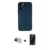 MARSİLYAN™- iPhone 13 Pro Max Kılıf Yadigar Yansıma Serisi - Siyah 3D Antistatik Hayalet Cam Ekran Koruyucu + Rainbow Kamera Lens Koruma Cam - KI