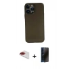 MARSİLYAN™- iPhone 13 Pro Max Kılıf Yadigar Yansıma Serisi - Siyah 3D Antistatik Hayalet Cam Ekran Koruyucu + Pers Alüminyum Kamera Lens - KI
