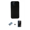 MARSİLYAN™- iPhone 13 Pro Max Kılıf Yadigar Yansıma Serisi - Siyah 3D Antistatik Hayalet Cam Ekran Koruyucu + Shine Kamera Lens Koruma Cam - GI