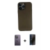 MARSİLYAN™- iPhone 13 Pro Max Kılıf Yadigar Yansıma Serisi - Siyah 3D Antistatik Hayalet Cam Ekran Koruyucu + Neon Fosforlu Kamera Lens - BZ