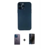 MARSİLYAN™- iPhone 13 Pro Max Kılıf Yadigar Yansıma Serisi - Siyah 3D Antistatik Hayalet Cam Ekran Koruyucu + Neon Fosforlu Kamera Lens - MI