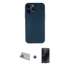 MARSİLYAN™- iPhone 13 Pro Max Kılıf Yadigar Yansıma Serisi - Siyah 3D Antistatik Hayalet Cam Ekran Koruyucu + Rainbow Kamera Lens Koruma Cam - BZ