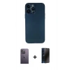 MARSİLYAN™- iPhone 13 Pro Max Kılıf Yadigar Yansıma Serisi - Siyah 3D Antistatik Hayalet Cam Ekran Koruyucu + Neon Fosforlu Kamera Lens - BZ