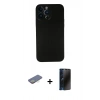 MARSİLYAN™- iPhone 13 Pro Max Kılıf Yadigar Yansıma Serisi - Siyah 3D Antistatik Hayalet Cam Ekran Koruyucu + Renkli Kamera Lens Koruma Cam - SI