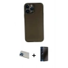 MARSİLYAN™- iPhone 13 Pro Max Kılıf Yadigar Yansıma Serisi - Siyah 3D Antistatik Hayalet Cam Ekran Koruyucu + Rainbow Kamera Lens Koruma Cam - MI