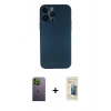 MARSİLYAN™- iPhone 13 Pro Max Kılıf Yadigar Yansıma Serisi - Siyah 6D Mat Seramik Hayalet Nano Ekran Koruyucu + Neon Fosforlu Kamera Lens - YL
