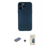 MARSİLYAN™- iPhone 13 Pro Max Kılıf Yadigar Yansıma Serisi - Siyah 6D Mat Seramik Hayalet Nano Ekran Koruyucu + Renkli Kamera Lens Koruma Cam - MI