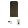 MARSİLYAN™- iPhone 13 Pro Max Kılıf Yadigar Yansıma Serisi - Siyah 6D Mat Seramik Hayalet Nano Ekran Koruyucu + Gold Pers Alüminyum Kamera Lens