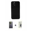 MARSİLYAN™- iPhone 13 Pro Max Kılıf Yadigar Yansıma Serisi - Siyah 6D Mat Seramik Hayalet Nano Ekran Koruyucu + Neon Fosforlu Kamera Lens - YL