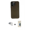 MARSİLYAN™- iPhone 13 Pro Max Kılıf Yadigar Yansıma Serisi - Siyah 6D Mat Seramik Hayalet Nano Ekran Koruyucu + Pers Alüminyum Kamera Lens - SABE